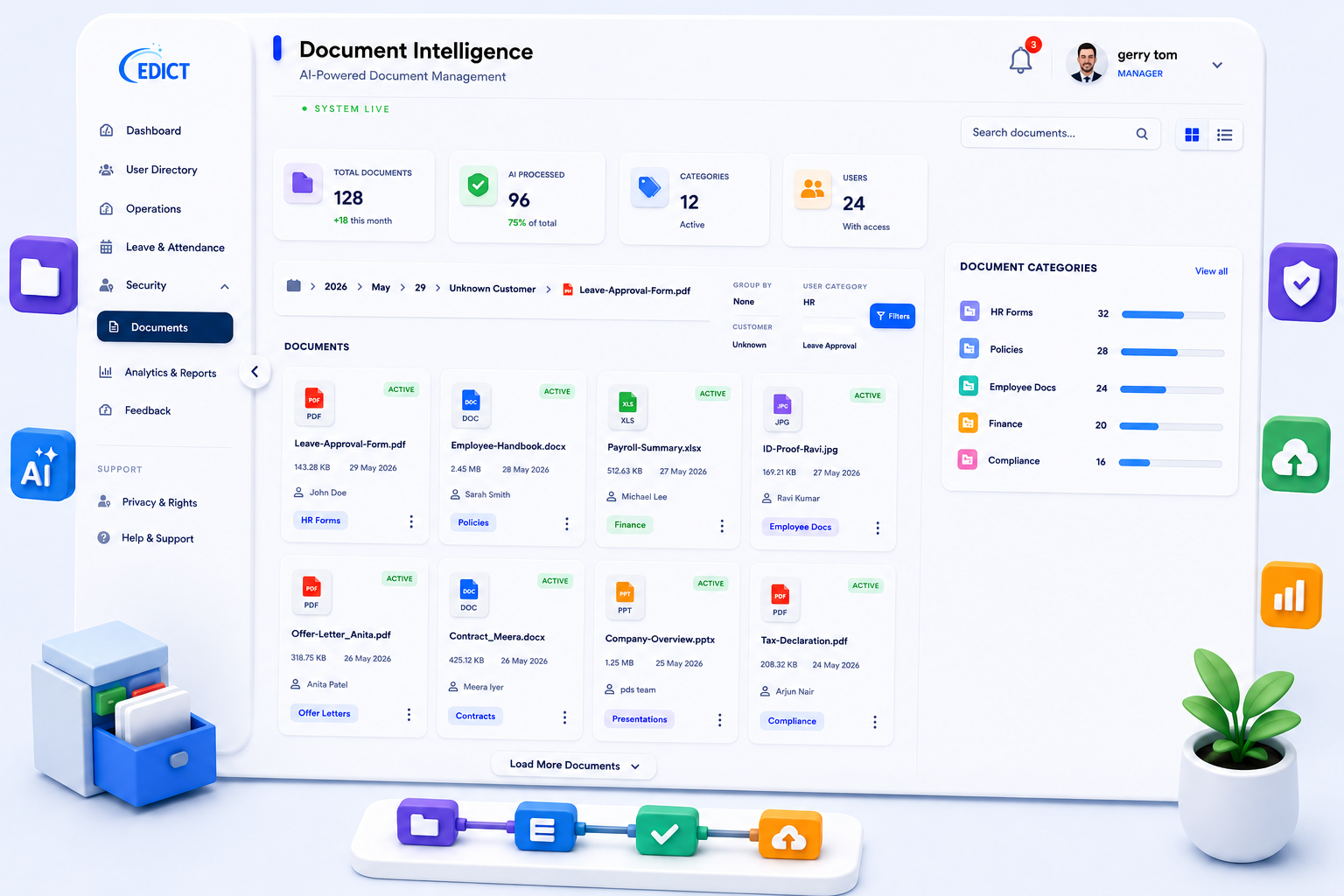EDICT encrypted document vault and file manager